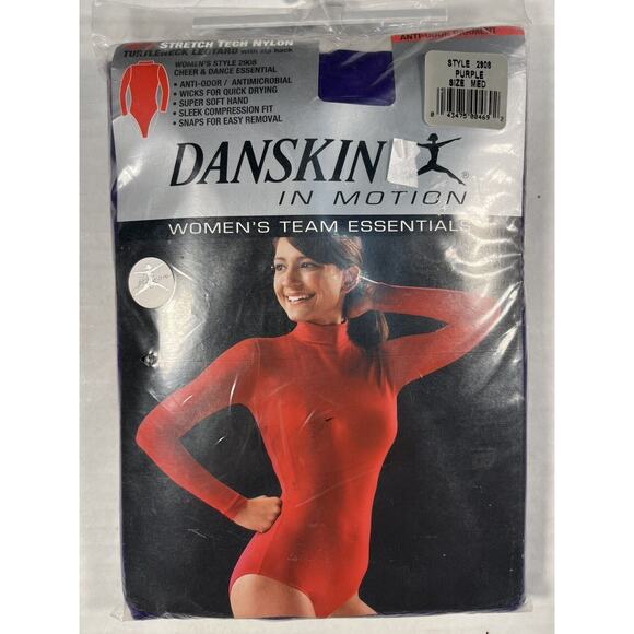 Vintage Danskin Long Sleeve Turtleneck Zip Back Purple Leotard Made In USA Med - Picture 1 of 6